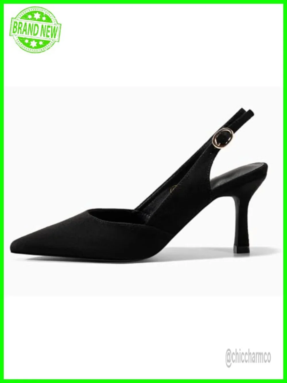 Faux Leather Slingback Kitten Heels Pumps Shoes Closed Toe Wedding Party Dress